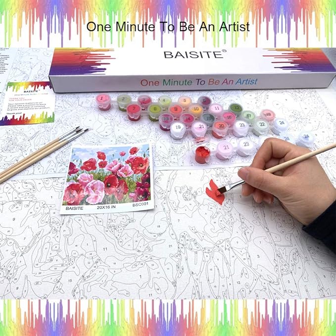 Painting By Numbers - Poppy Flowers Pink