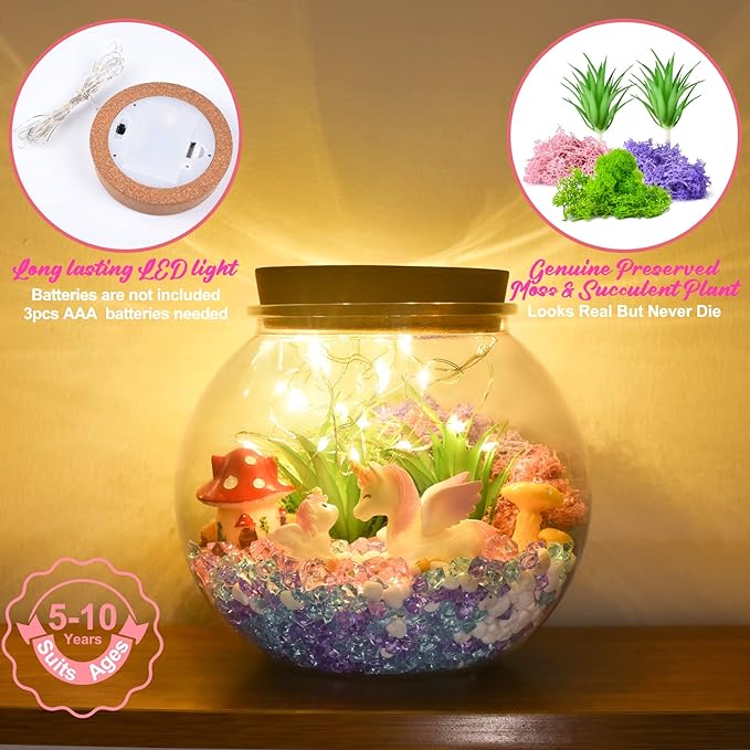 Light Up Unicorn Terrarium Kit For Kids