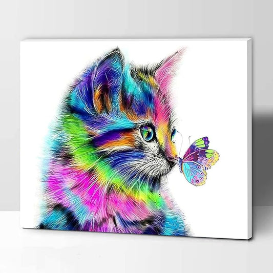 Painting By Numbers - Colorful Cats and Butterflies