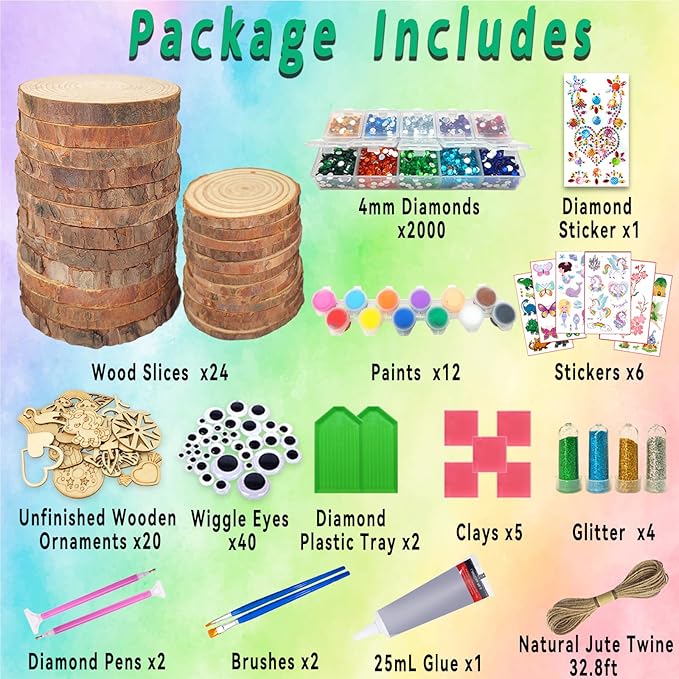 Wooden Arts And Crafts Kits For Kids with Gem Diamond Painting