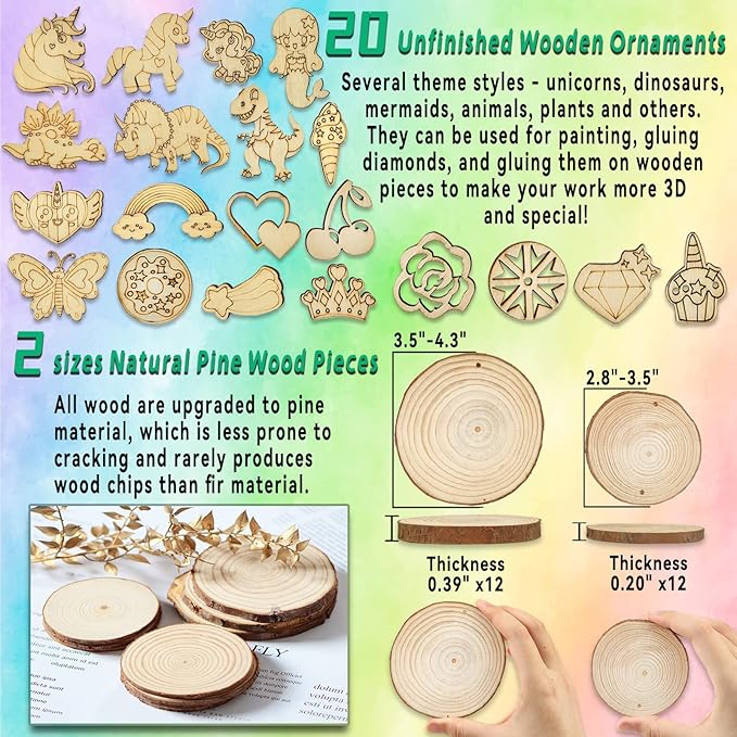 Wooden Arts And Crafts Kits For Kids with Gem Diamond Painting