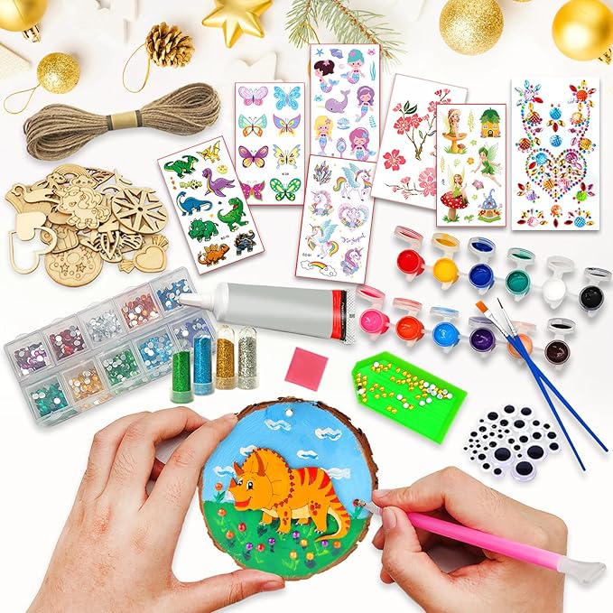 Wooden Arts And Crafts Kits For Kids with Gem Diamond Painting