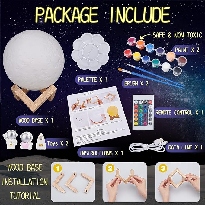 Paint Your Own Moon Lamp Kit with Night Light